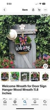 Welcome Wreath for Door Sign Hanger Wood Wreath 11.8 inches